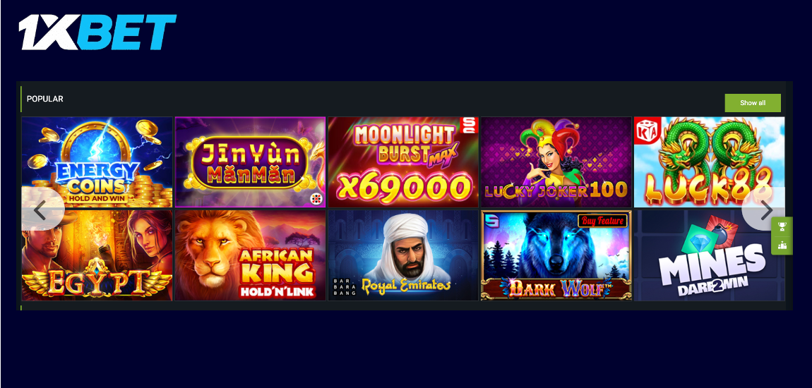 Popular Games in 1xBet Online Casino