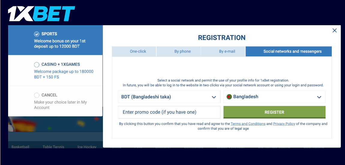 Registration Via Social Networks and Messengers